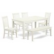Pemberly Row Capri 6-Piece Wood Dining Set in Linen White