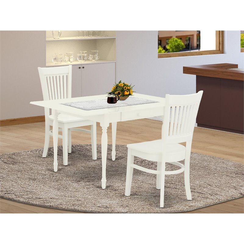 Pemberly Row 3-Piece Wood Kitchen Table Set in Linen White Finish