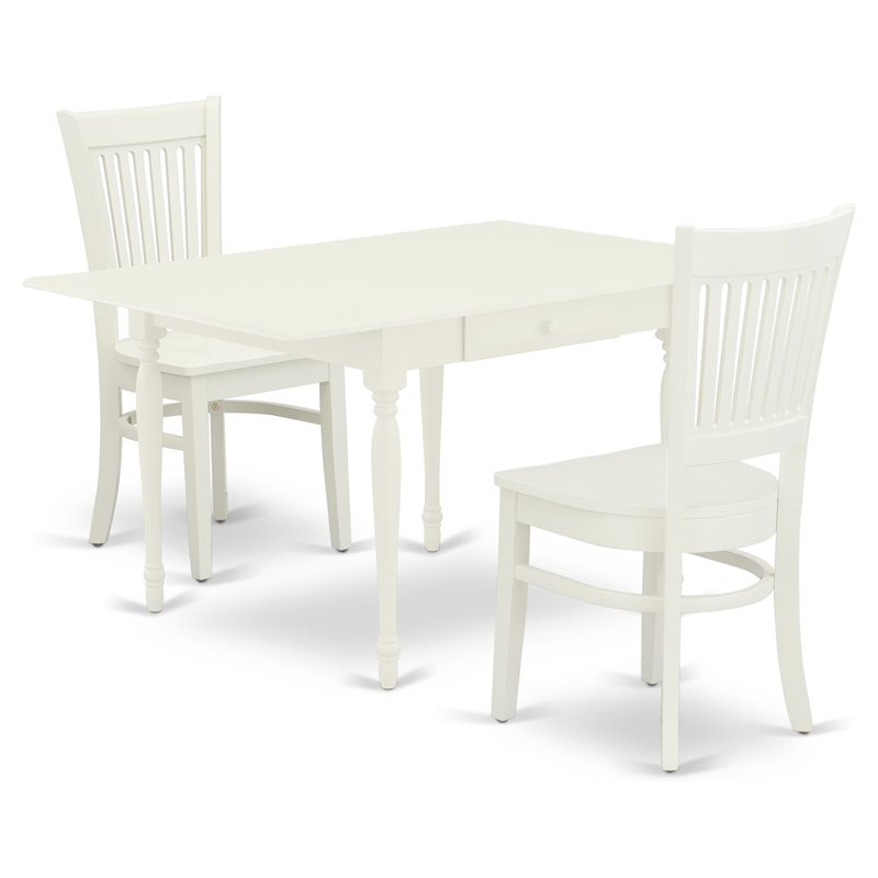 Pemberly Row 3-Piece Wood Kitchen Table Set in Linen White Finish