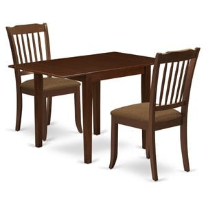 Pemberly Row 3-Piece Dining Room Set w/ Drop-Leaf Mahogany Wood Table