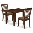 Pemberly Row 3-Piece Dining Room Set w/ Drop-Leaf Mahogany Wood Table