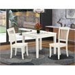Pemberly Row Oxford 3-Piece Dining Set Linen White Wood Vertical Slats
