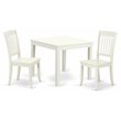 Pemberly Row Oxford 3-Piece Dining Set Linen White Wood Vertical Slats
