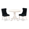 Pemberly Row 3-Piece Dining Set with Round Wood Table and Linen Chairs