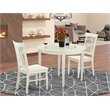 Pemberly Row Boston 3-Piece Dining Set in Linen White Finish with Round Table
