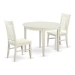 Pemberly Row Boston 3-Piece Dining Set in Linen White Finish with Round Table