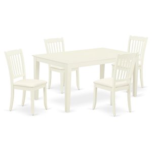 Pemberly Row Capri 5-Piece Dining Set with Linen Seats in White Finish