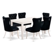 Pemberly Row 7-Piece Wood Dining Set in Linen White and Black
