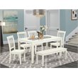 Pemberly Row Slat Back 6-Piece Wood Dining Set in Linen White