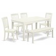 Pemberly Row Slat Back 6-Piece Wood Dining Set in Linen White
