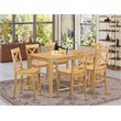 Pemberly Row 7-Piece Counter Height Rubberwood Dining Set in Oak Finish