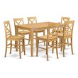 Pemberly Row 7-Piece Counter Height Rubberwood Dining Set in Oak Finish