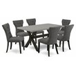 Pemberly Row 7-Piece Dining Set with X-Leg Table in Gotham Gray Finish