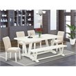 Pemberly Row 6-Piece Dining Table Set with Bench and Chairs in Linen White