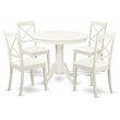Pemberly Row 5-Piece Dining Set with Leather Chairs in Linen White Finish
