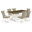 Pemberly Row X-Style 7-Piece Wood Dining Table Set in Linen White/Doeskin