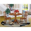 Pemberly Row Dublin Round Dining Table with Ladder Back Chairs in Saddle Brown