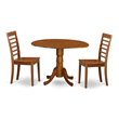 Pemberly Row Dublin Round Dining Table with Ladder Back Chairs in Saddle Brown