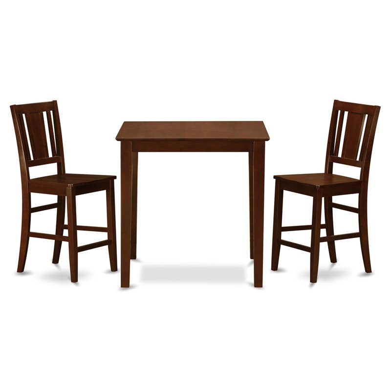 Pemberly Row Vernon Square Counter Height Pub Table Set in Mahogany