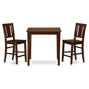 Pemberly Row Vernon Square Counter Height Pub Table Set in Mahogany