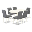 Pemberly Row 7-Piece Dining Room Set in Linen White and Platinum Gray