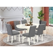 Pemberly Row 7-Piece Dining Room Set in Linen White and Platinum Gray