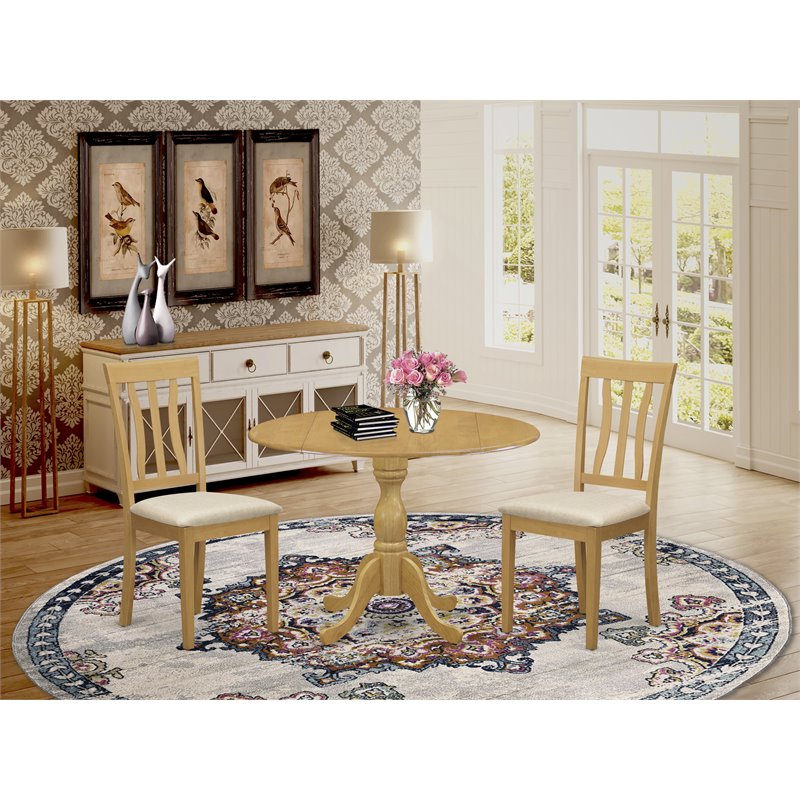 Pemberly Row 3-Piece Oak Dining Set with Slatted Back Chairs