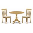 Pemberly Row 3-Piece Oak Dining Set with Slatted Back Chairs