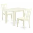 Pemberly Row Nordic 3-Piece Wood Dining Set with Panel Chairs in White