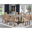 Pemberly Row 9-Piece Wood Dining Set in Cement and Distressed Jacobean
