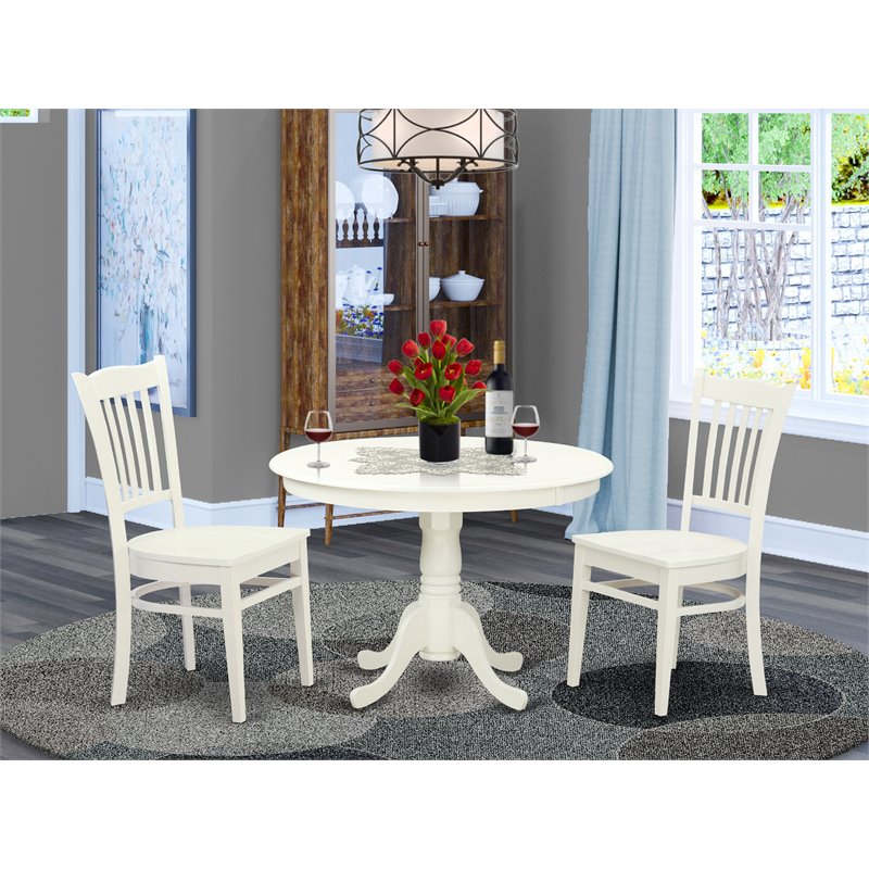 Pemberly Row 3-Piece Circular Dining Set in Linen White Finish