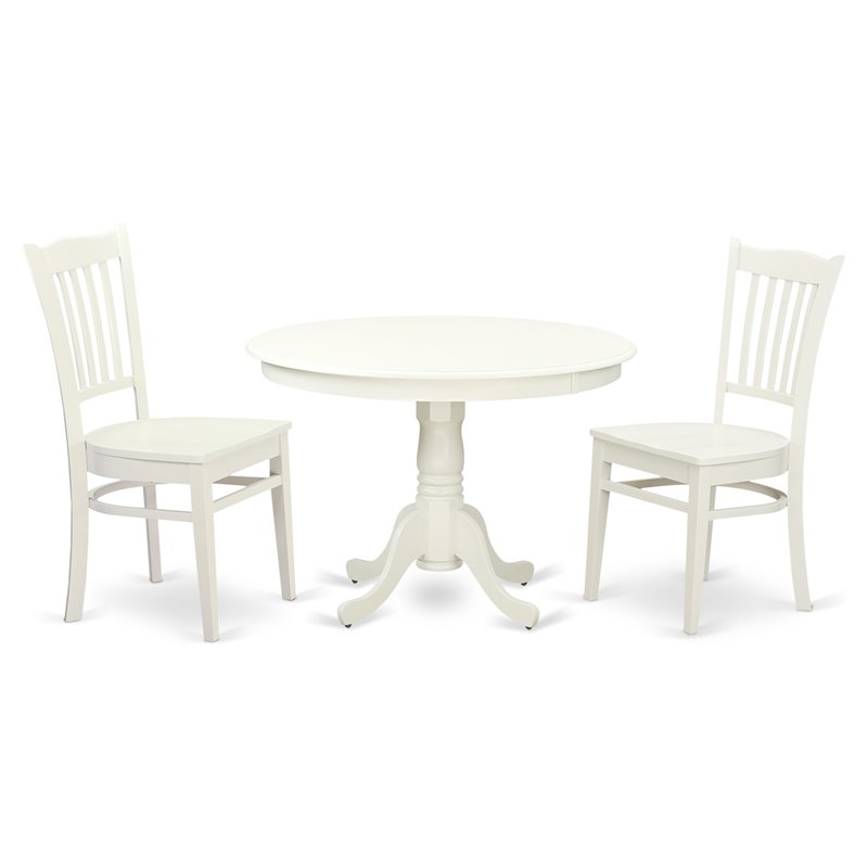 Pemberly Row 3-Piece Circular Dining Set in Linen White Finish