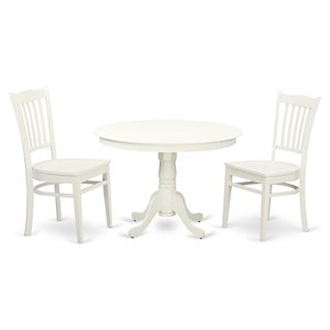 Pemberly Row 3-Piece Circular Dining Set in Linen White Finish