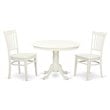 Pemberly Row 3-Piece Circular Dining Set in Linen White Finish