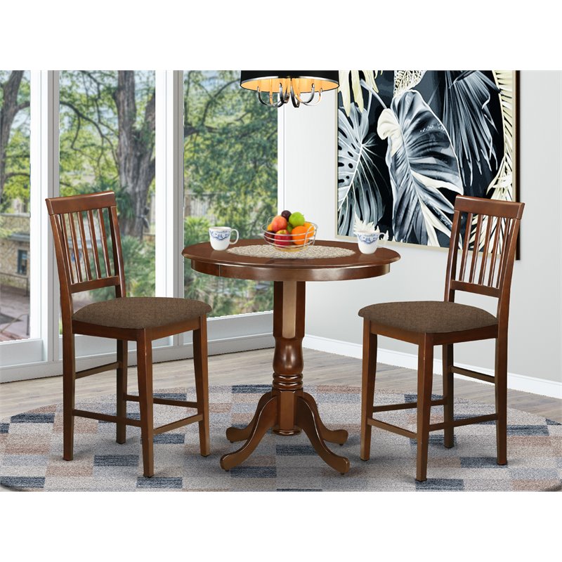 Pemberly Row 3-Piece Wood Counter Height Dining Set in Mahogany