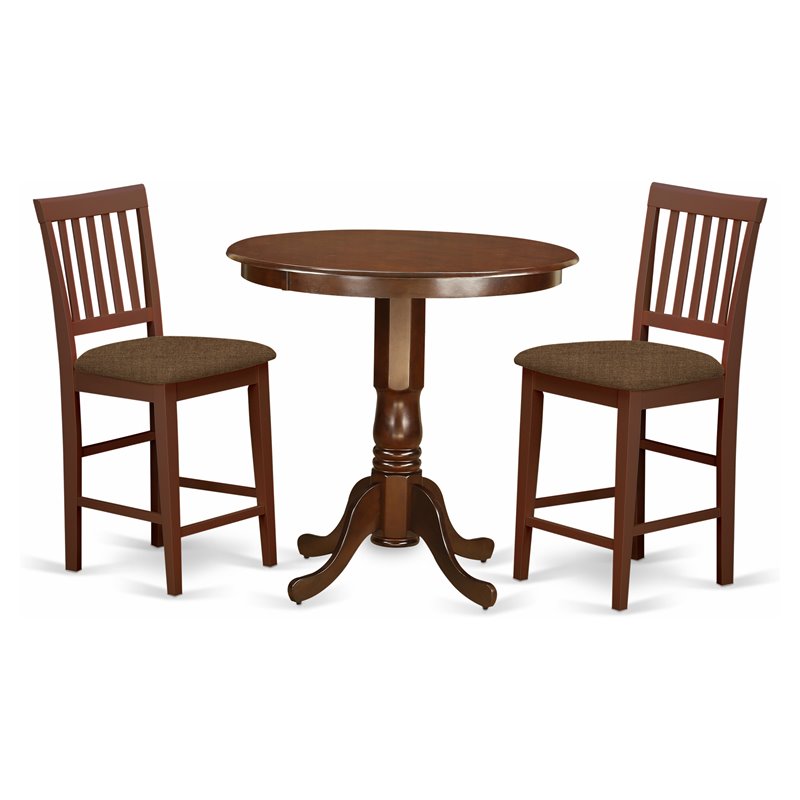 Pemberly Row 3-Piece Wood Counter Height Dining Set in Mahogany