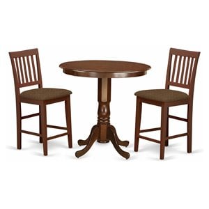 Pemberly Row 3-Piece Wood Counter Height Dining Set in Mahogany