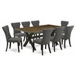 Pemberly Row X-Leg 9-Piece Wood Dining Set in Dark Gotham Gray