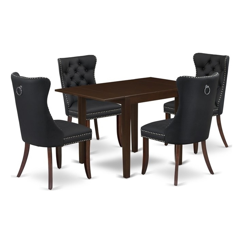 Pemberly Row 5-Piece Dining Set in Mahogany Table and Dark Gray Chairs