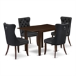 Pemberly Row 5-Piece Dining Set in Mahogany Table and Dark Gray Chairs