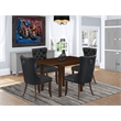Pemberly Row 5-Piece Dining Set in Mahogany Table and Dark Gray Chairs