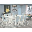 Pemberly Row 9-Piece Dining Table Set with Upholstered Chairs in White