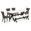 Pemberly Row 6-Piece Dining Set with Bench in Gotham Gray/Black Finish