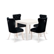 Pemberly Row 5-Piece Dining Set with Linen White Table and Black Chairs
