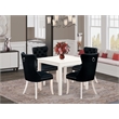 Pemberly Row 5-Piece Dining Set with Linen White Table and Black Chairs