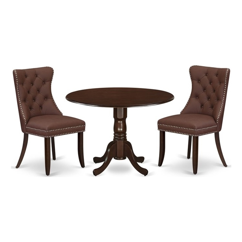 Pemberly Row 3-Piece Rubber Wood Dining Set with Drop-Leaf Table and Chairs