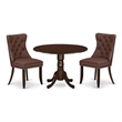 Pemberly Row 3-Piece Rubber Wood Dining Set with Drop-Leaf Table and Chairs