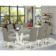 Pemberly Row 9-Piece Wood Dining Table Set in Linen White/Dark Shitake