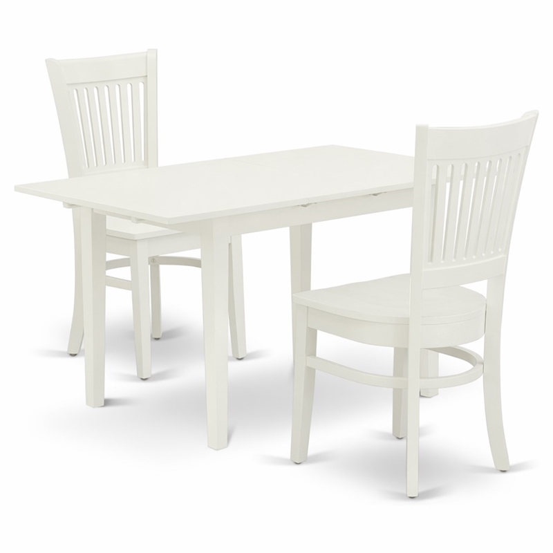 Pemberly Row 3-Piece Table and Dining Chair Set in Linen White Finish