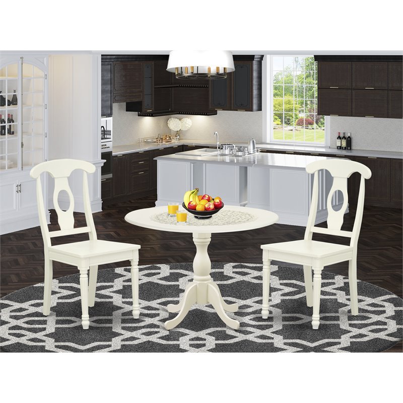Pemberly Row 3-Piece Dining Set with Napoleon Back in Linen White